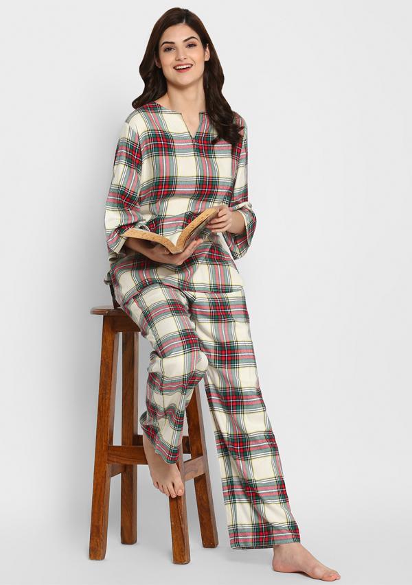 Gingham Charm Half Sleeves Pajama Set – Semya by Shivani